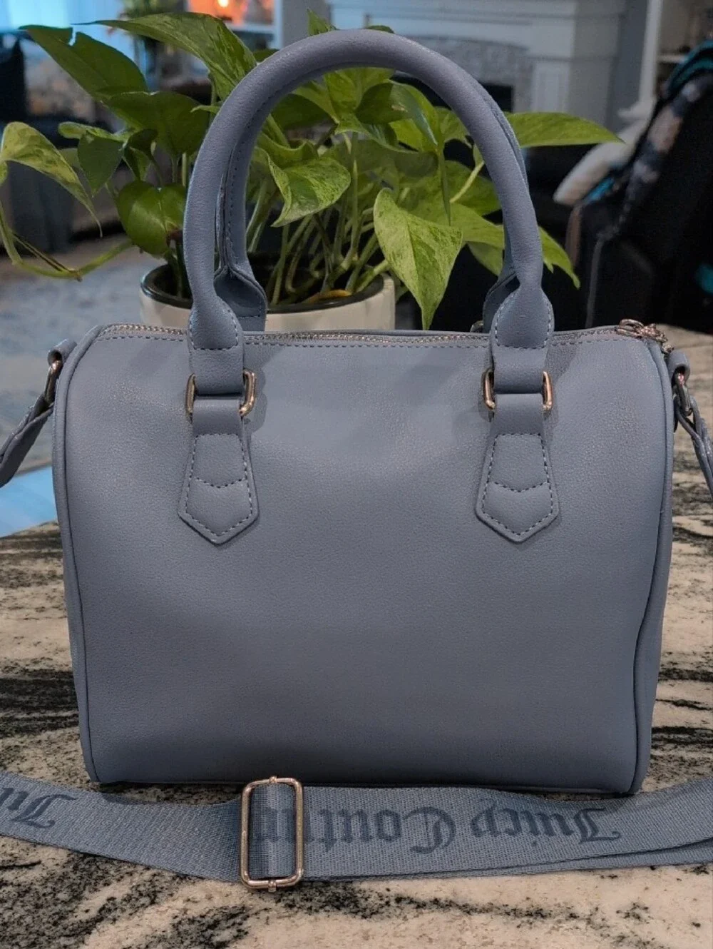 Juicy Couture Periwinkle Rhinestone Logo Satchel